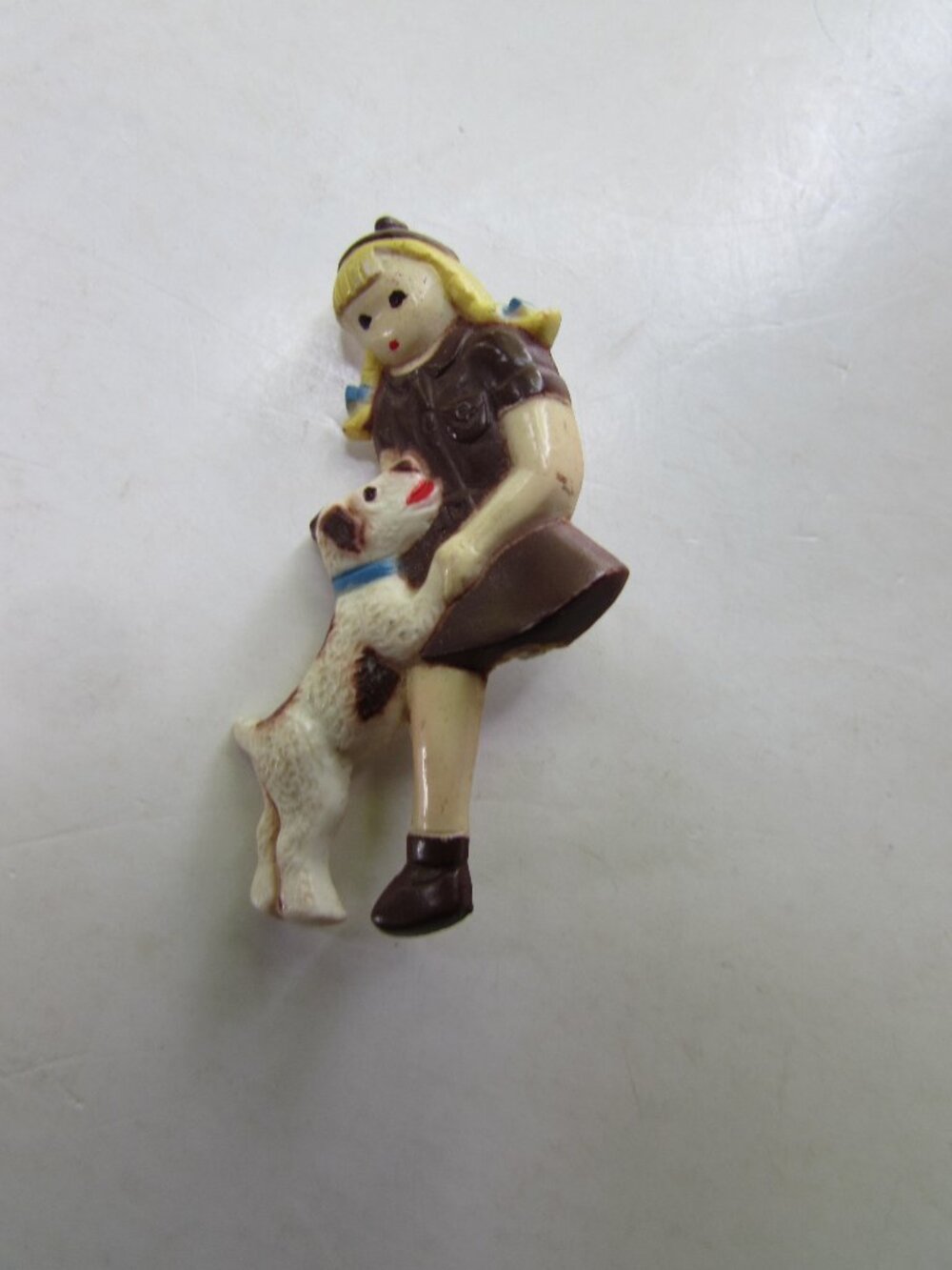 Vintage Brownie Scout & Dog Pin